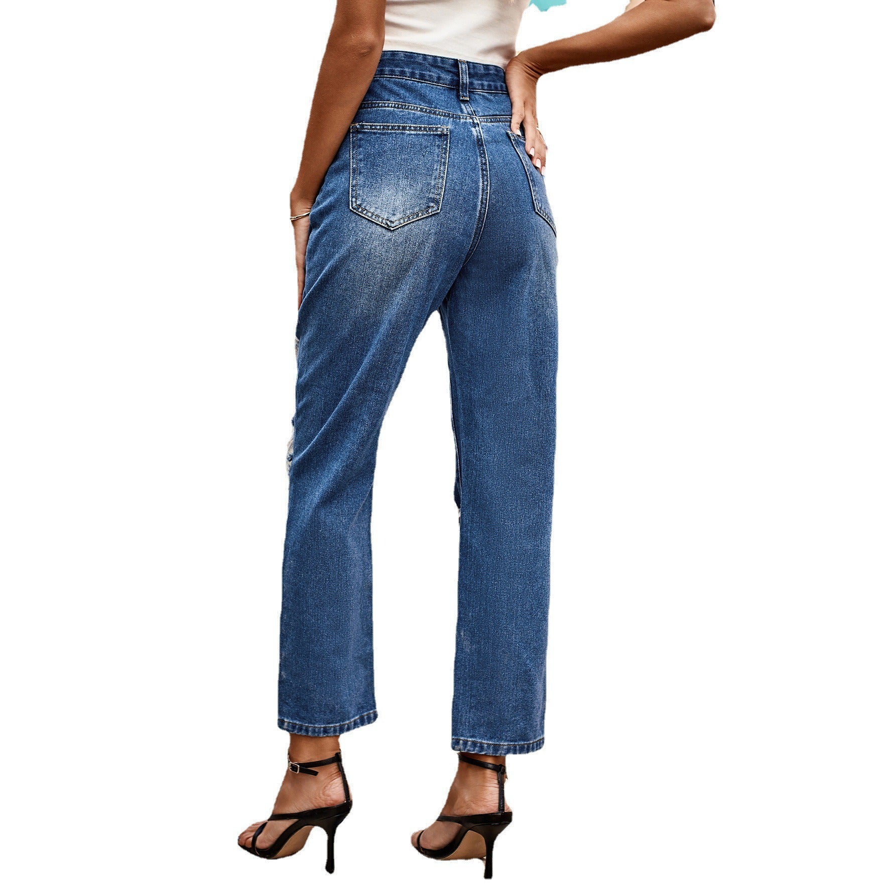 Casual Women's Light Blue Straight Leg Pants